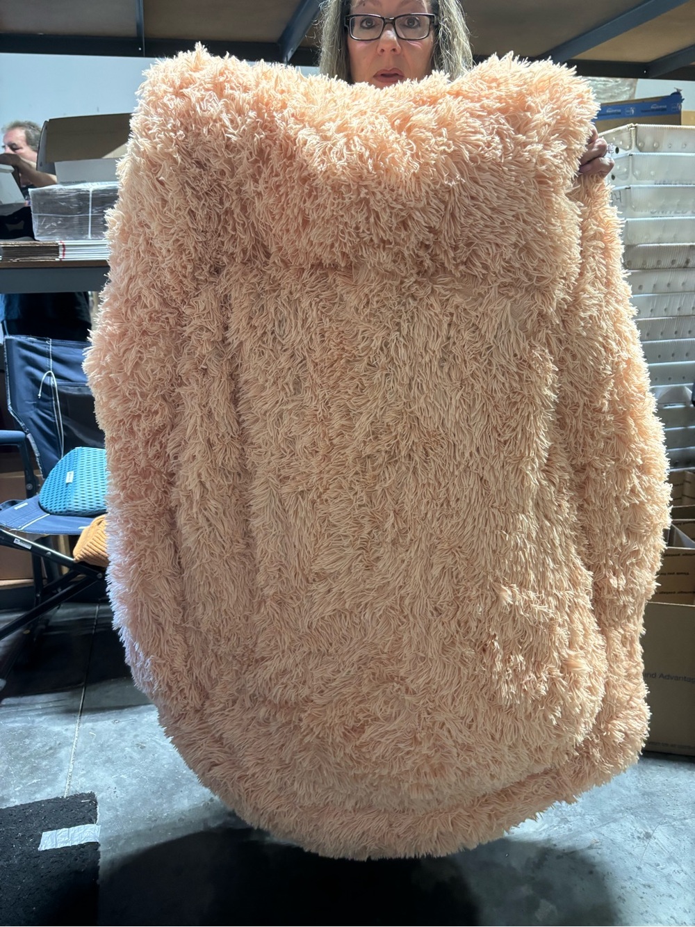 Plush Shaggy Peach dog bed